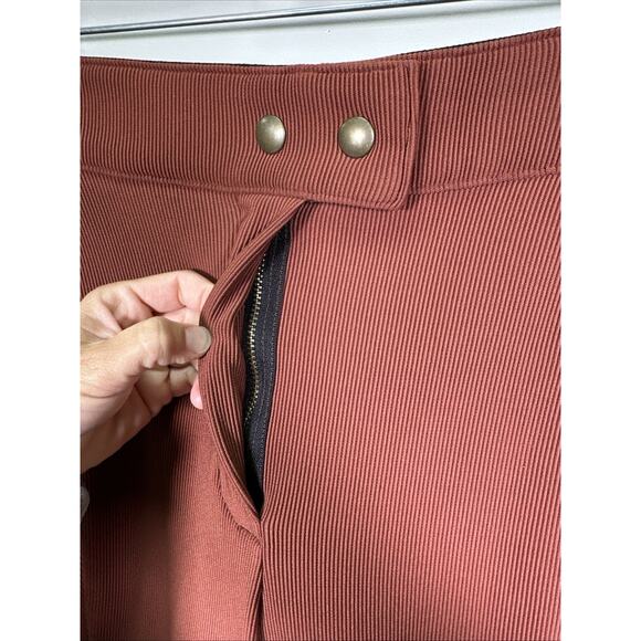 AMERICAN APPAREL RIDING PANT S Ribbed Equestrian Henna Rust Brown High Rise - Picture 5 of 10
